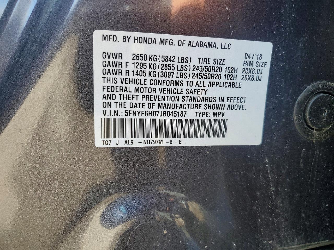 2018 HONDA PILOT