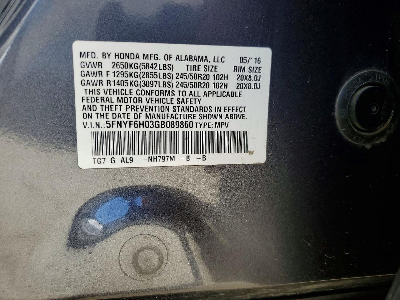 2016 HONDA PILOT