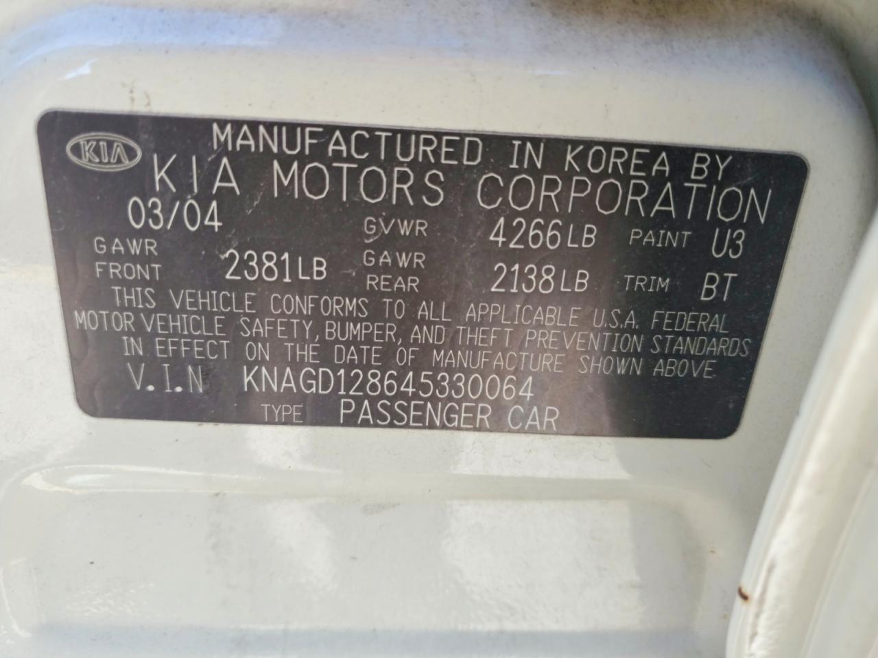 2004 KIA OPTIMA