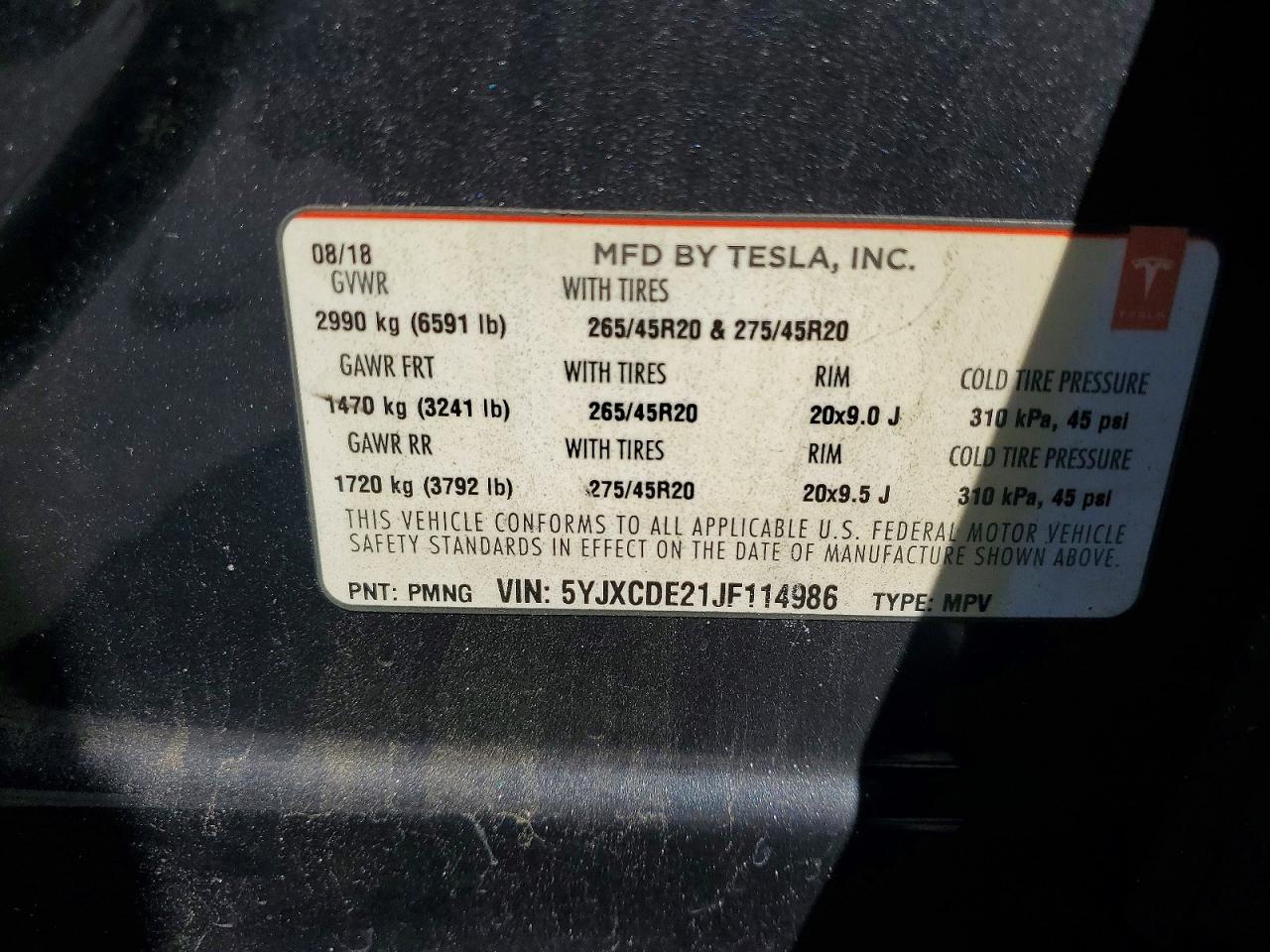 2018 TESLA MODEL X