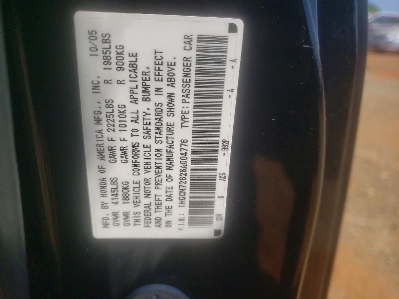 2006 HONDA ACCORD