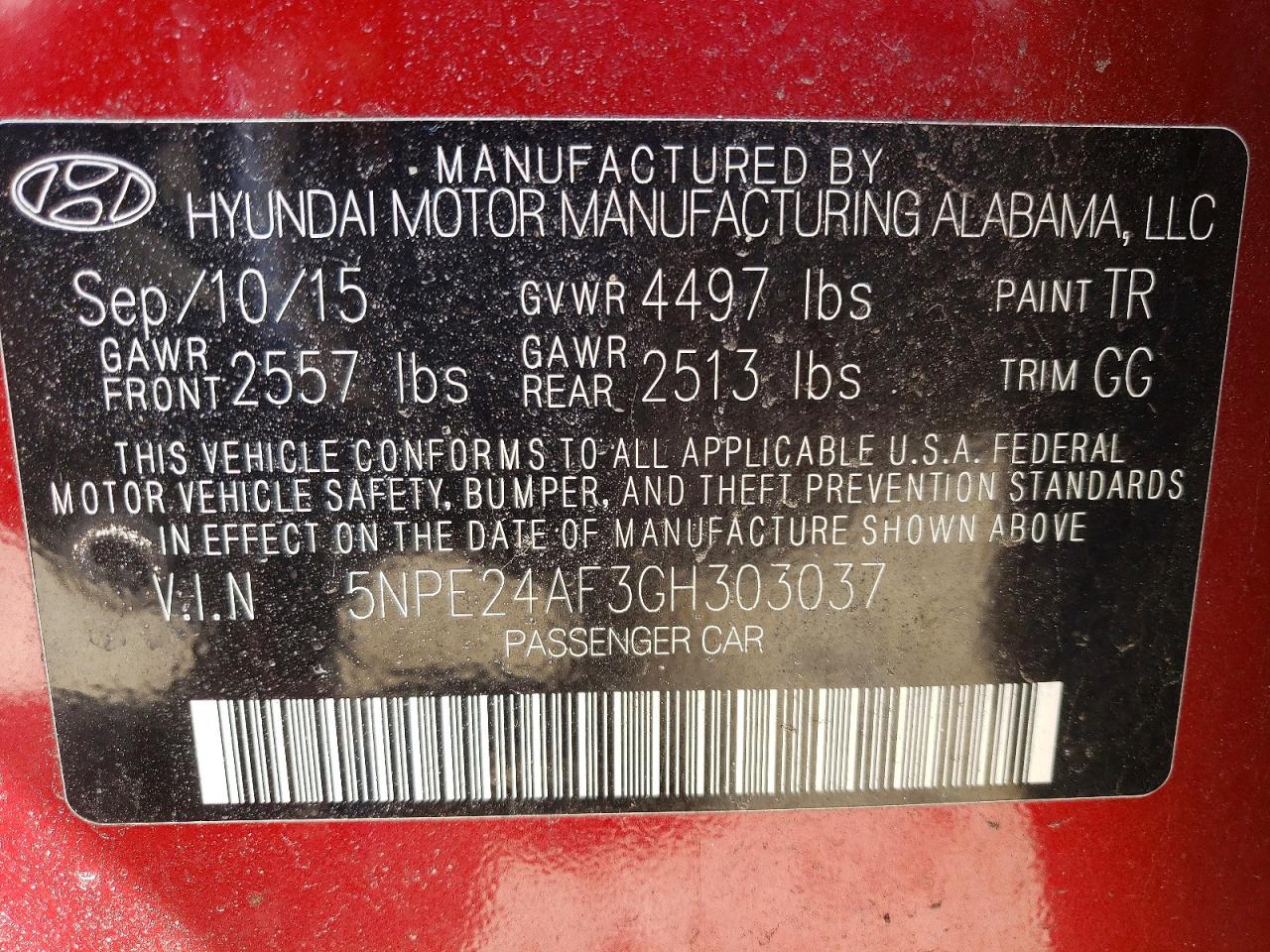 2016 HYUNDAI SONATA