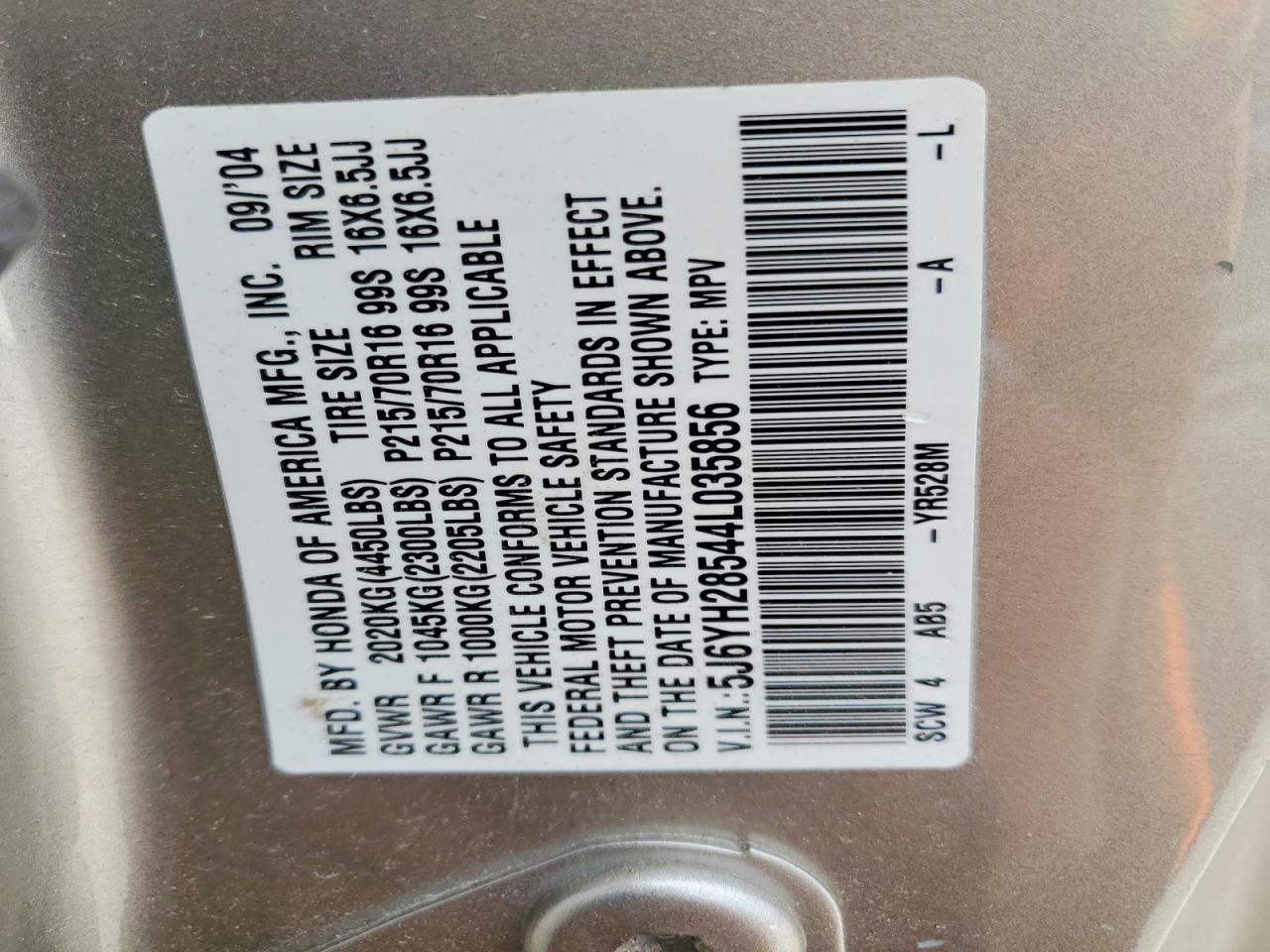 2004 HONDA ELEMENT