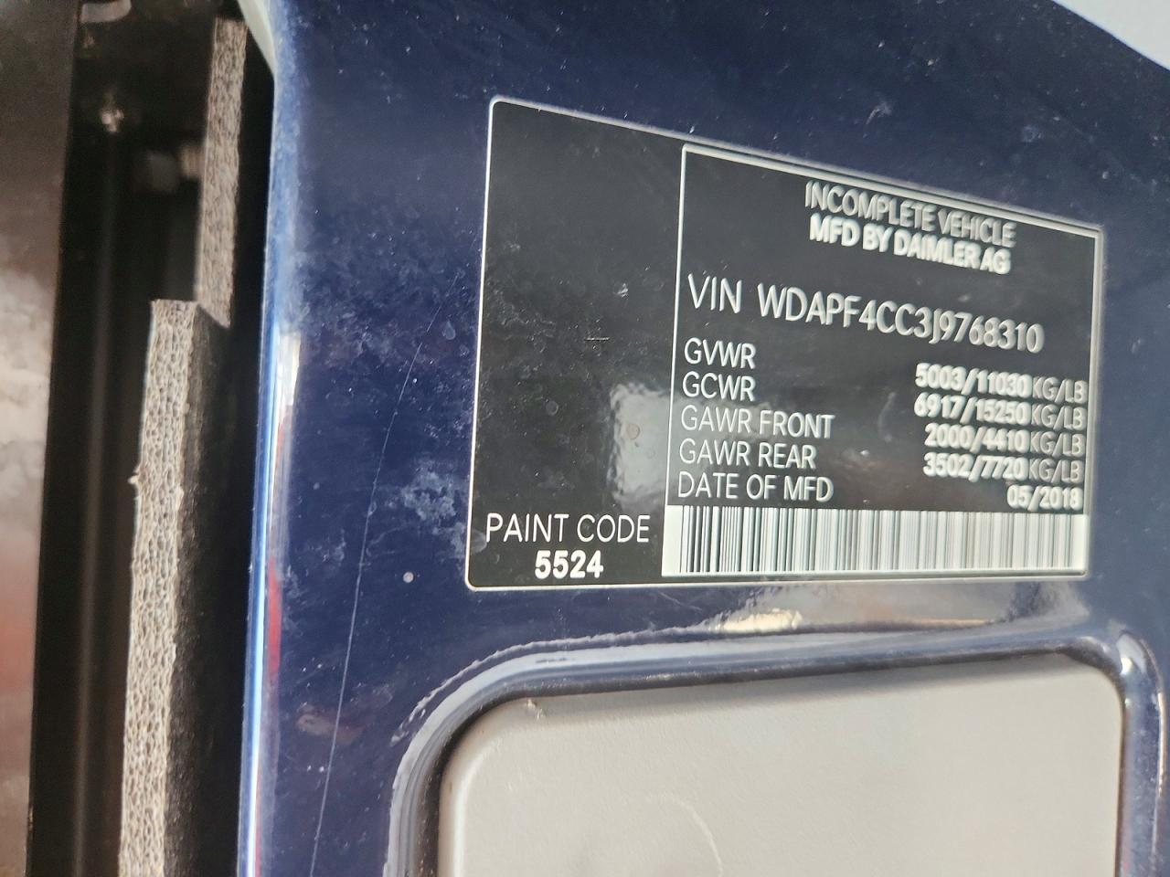 2018 MERCEDES BENZ SPRINTER