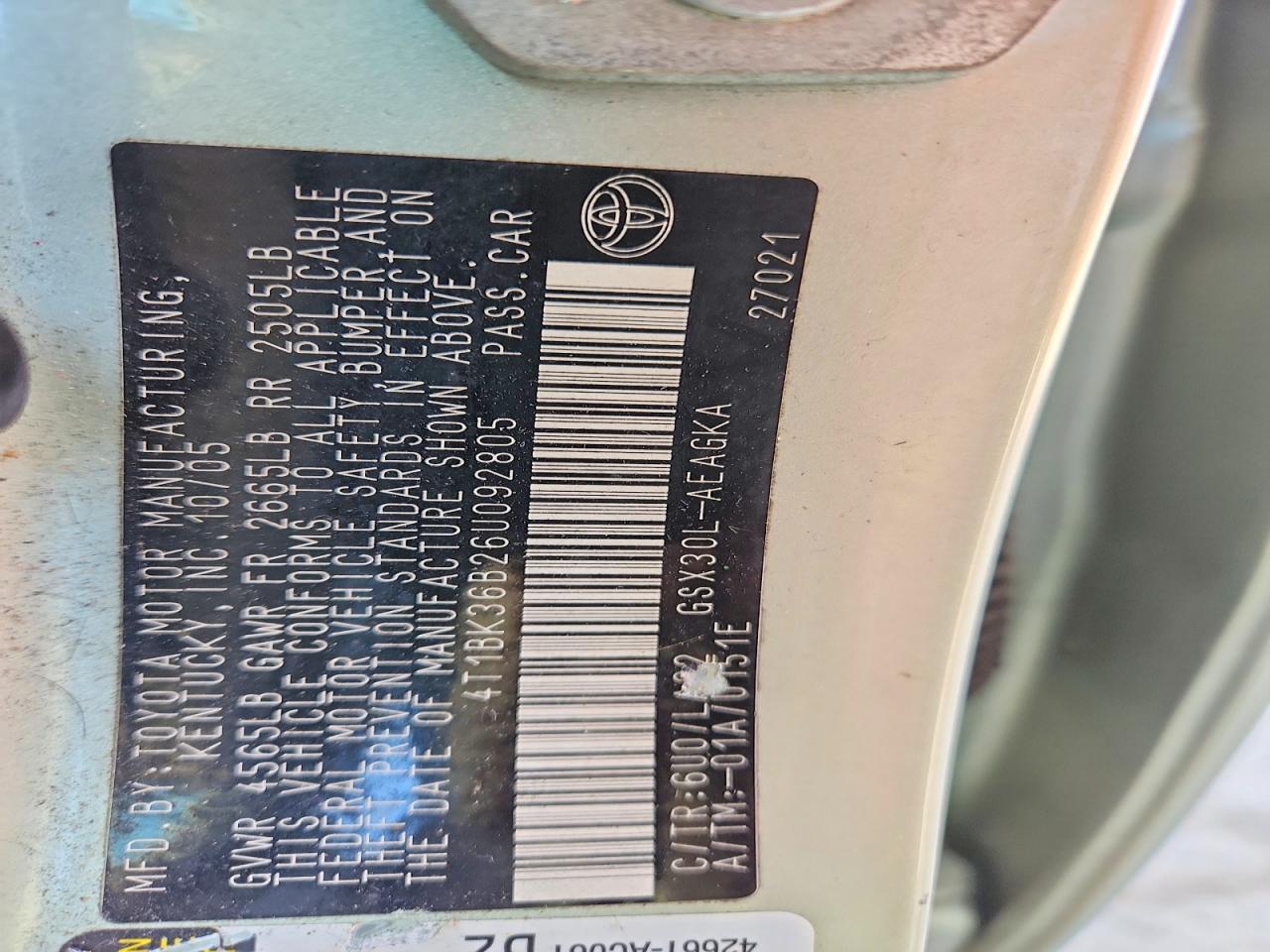 2006 TOYOTA AVALON