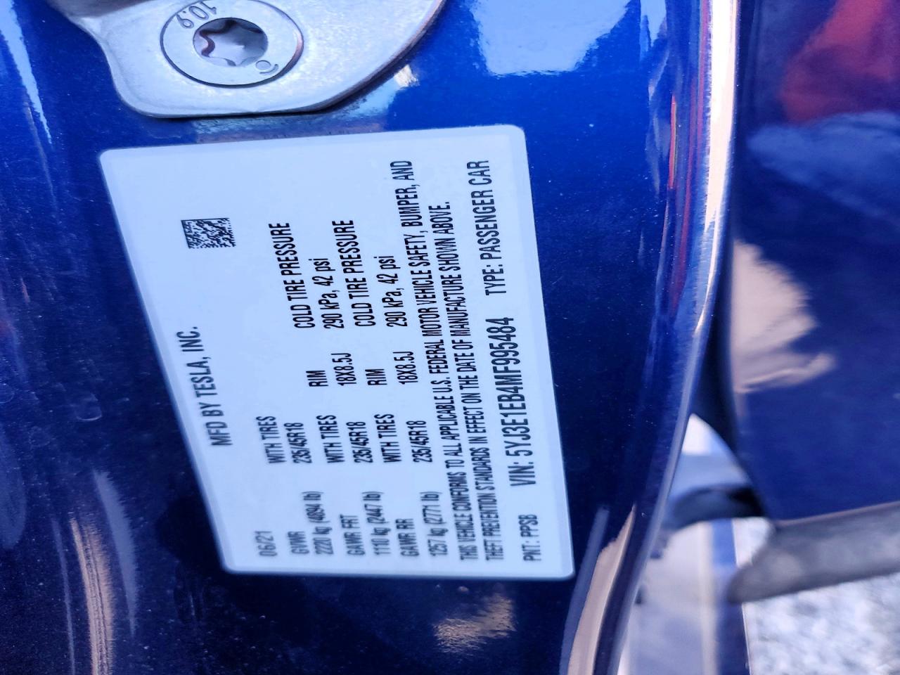 2021 TESLA MODEL 3
