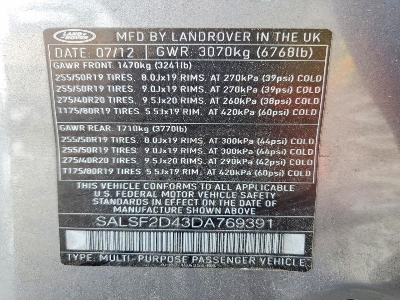 2013 LAND ROVER RANGEROVER