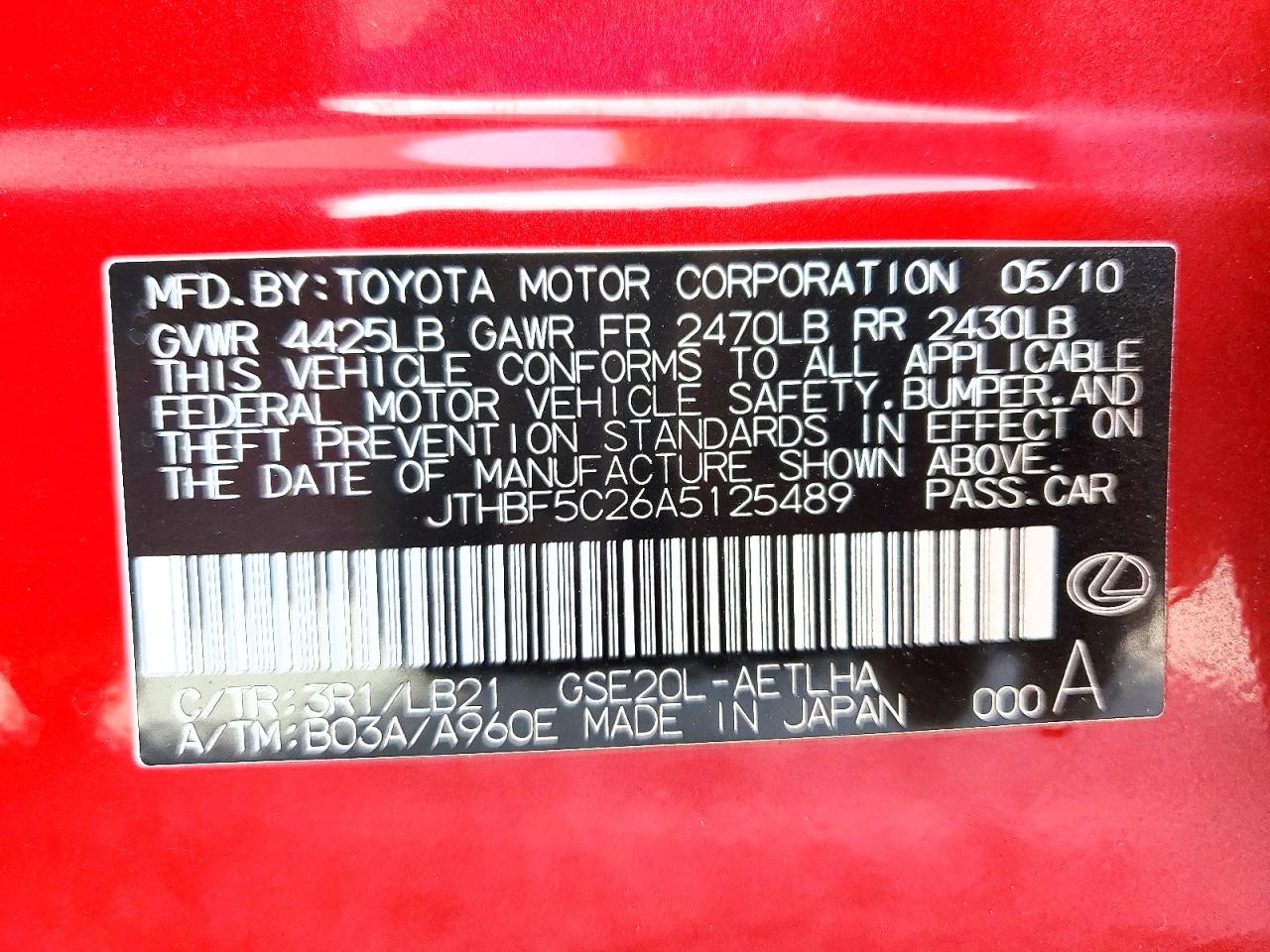 2010 LEXUS IS
