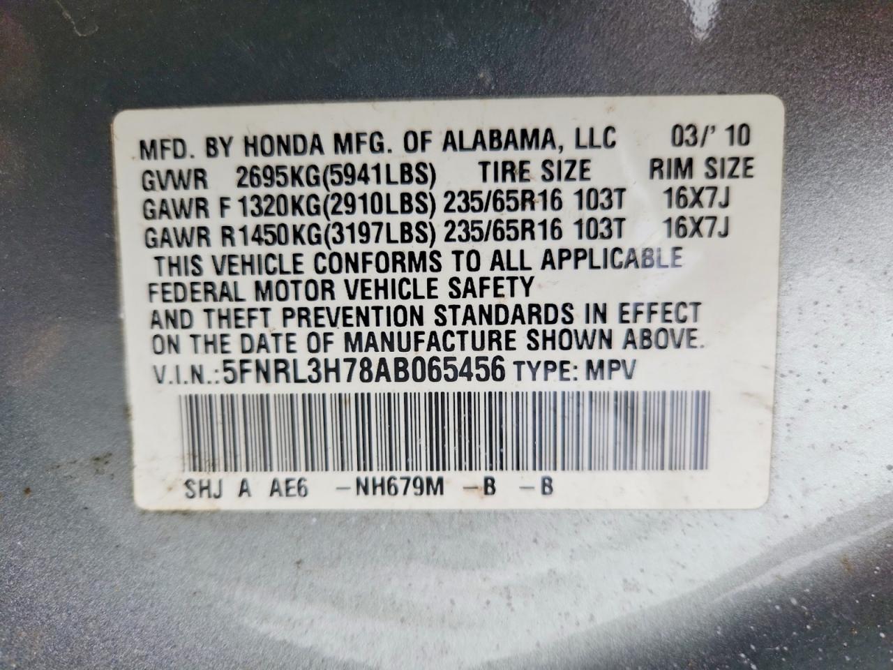 2010 HONDA ODYSSEY