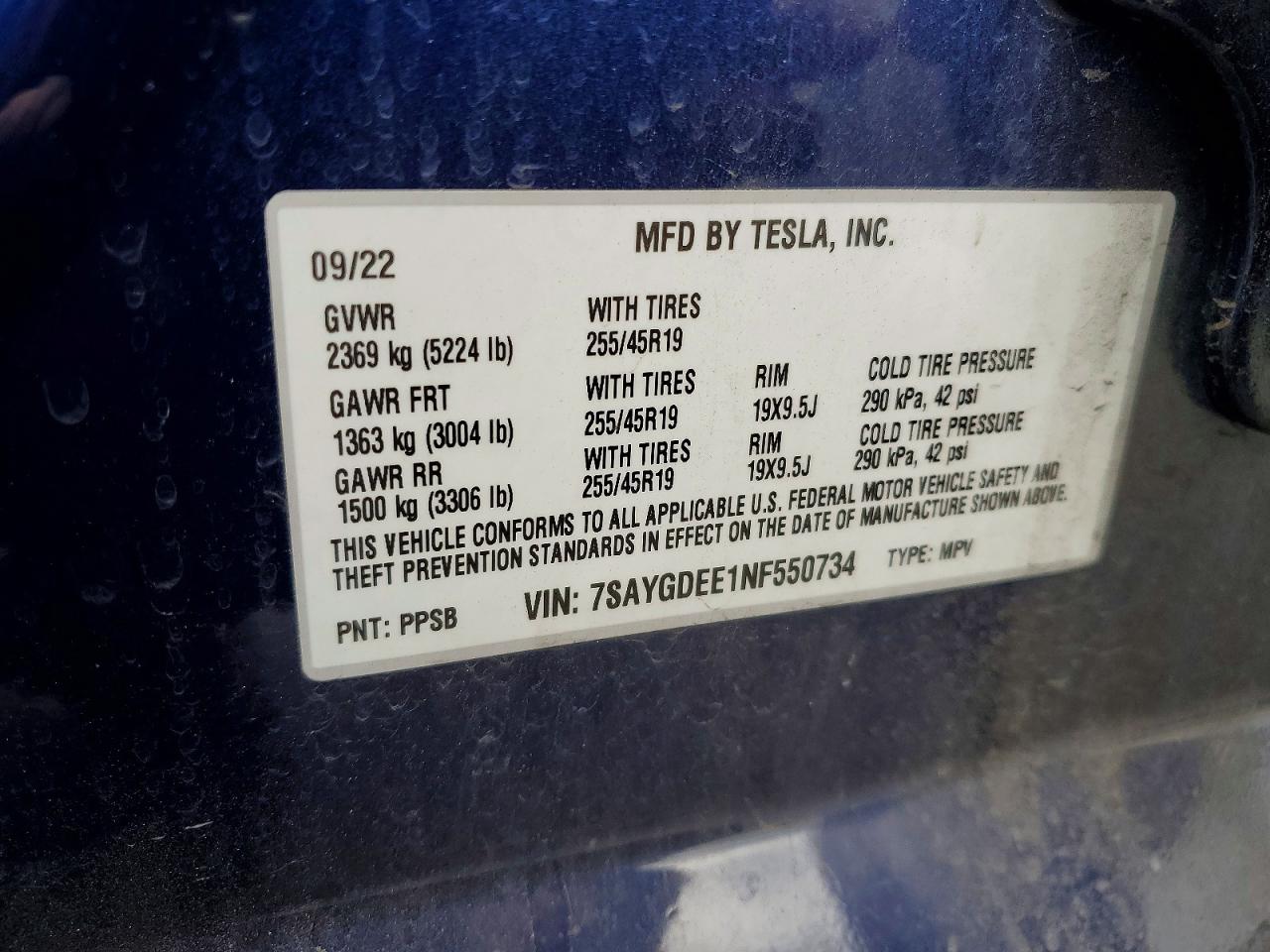 2022 TESLA MODEL Y