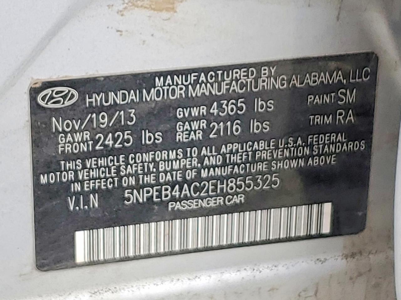 2014 HYUNDAI SONATA