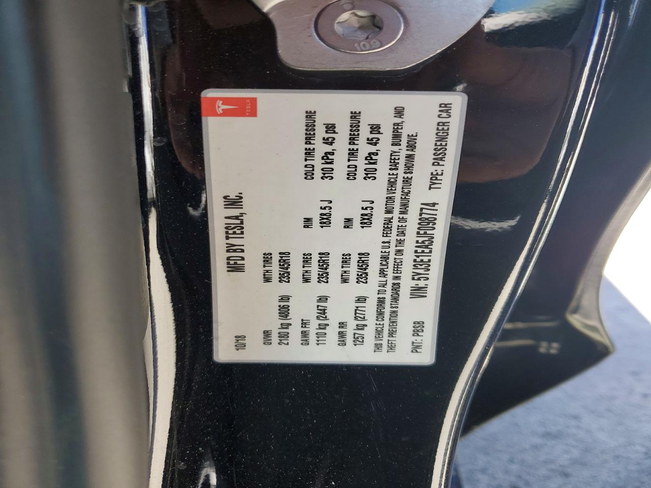 2018 TESLA MODEL 3