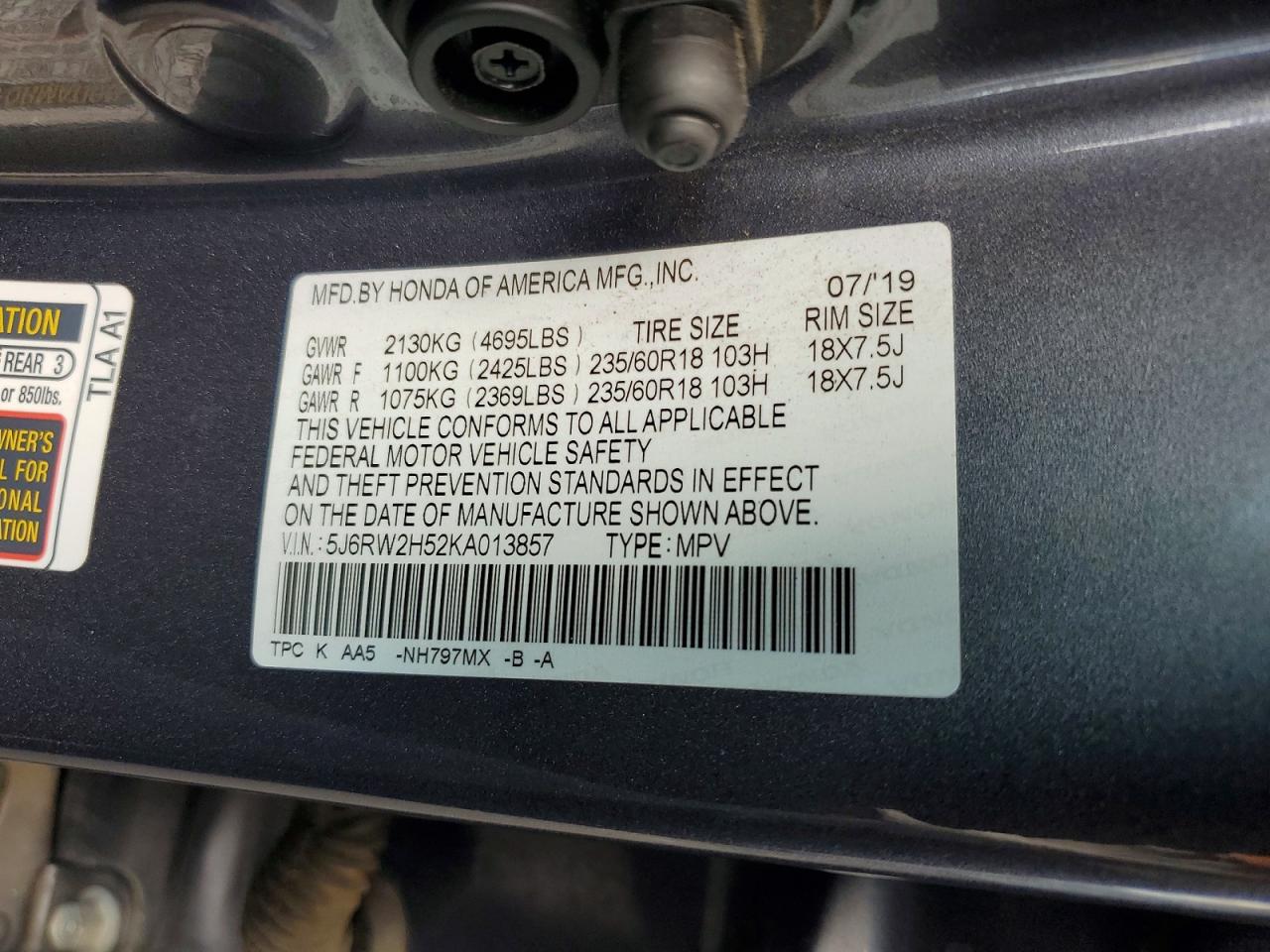 2019 HONDA CRV
