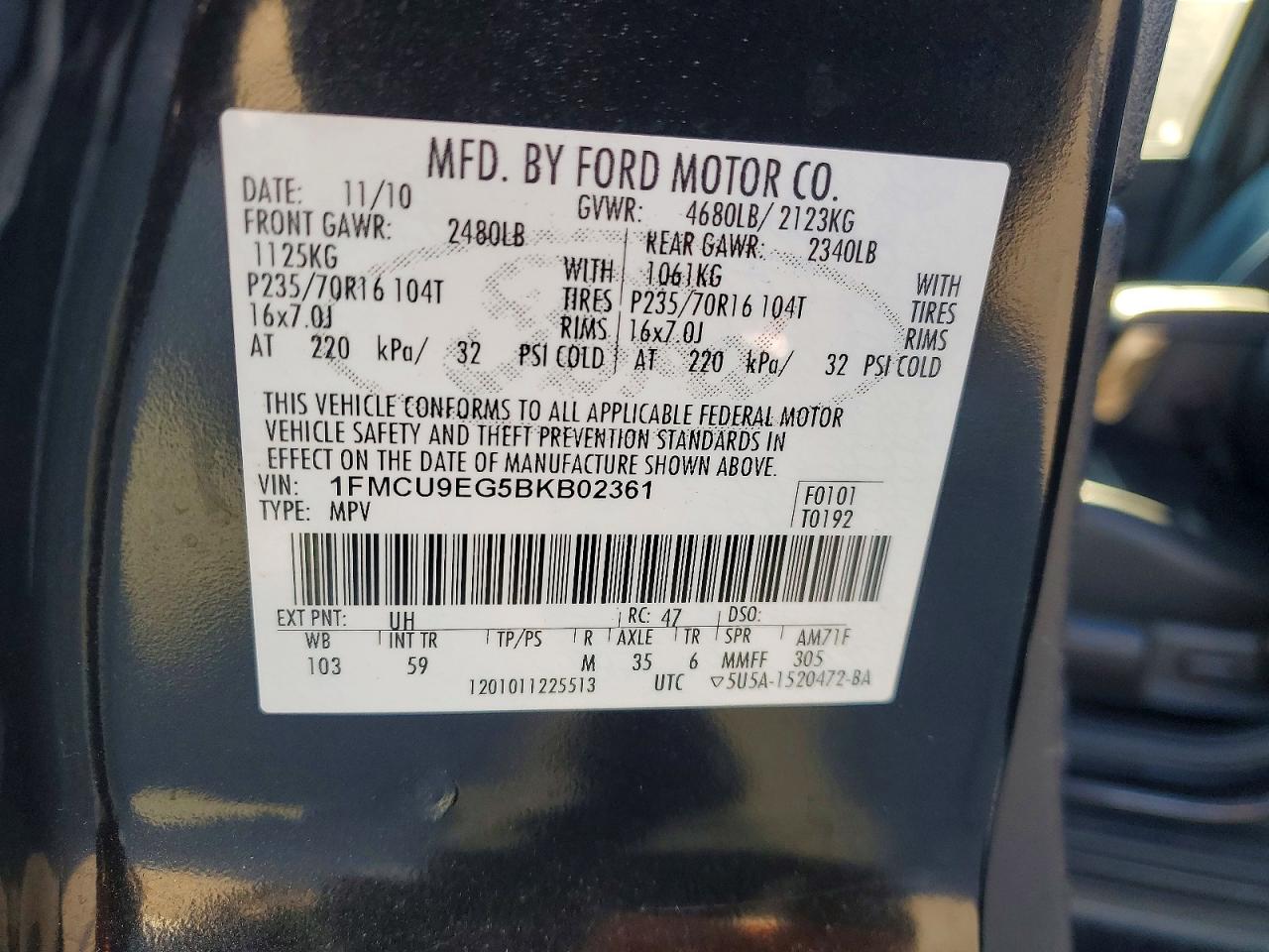 2011 FORD ESCAPE