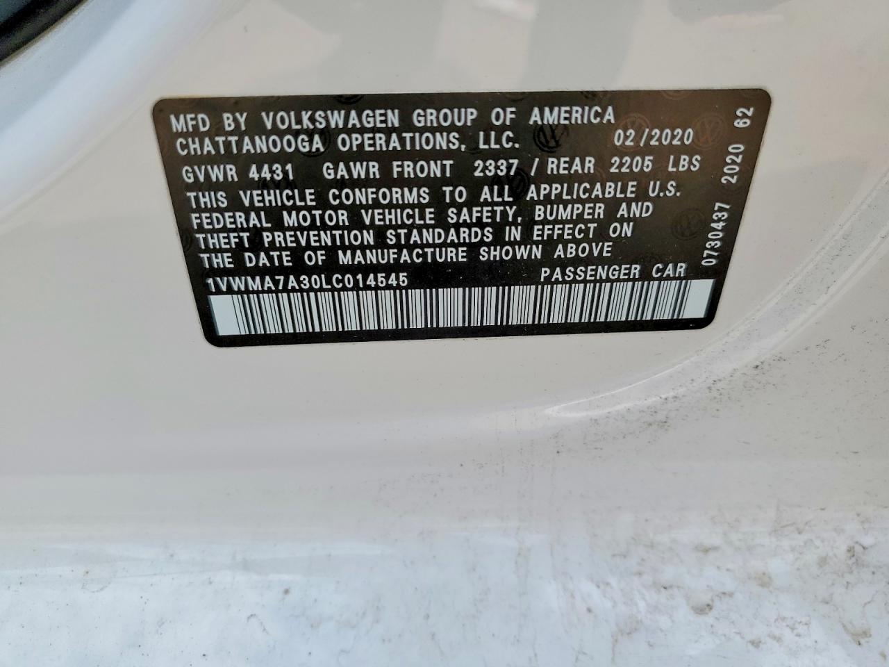 2020 VOLKSWAGEN PASSAT