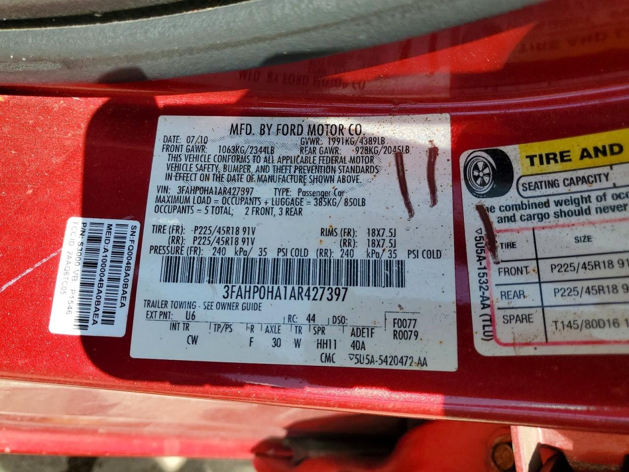 2010 FORD FUSION