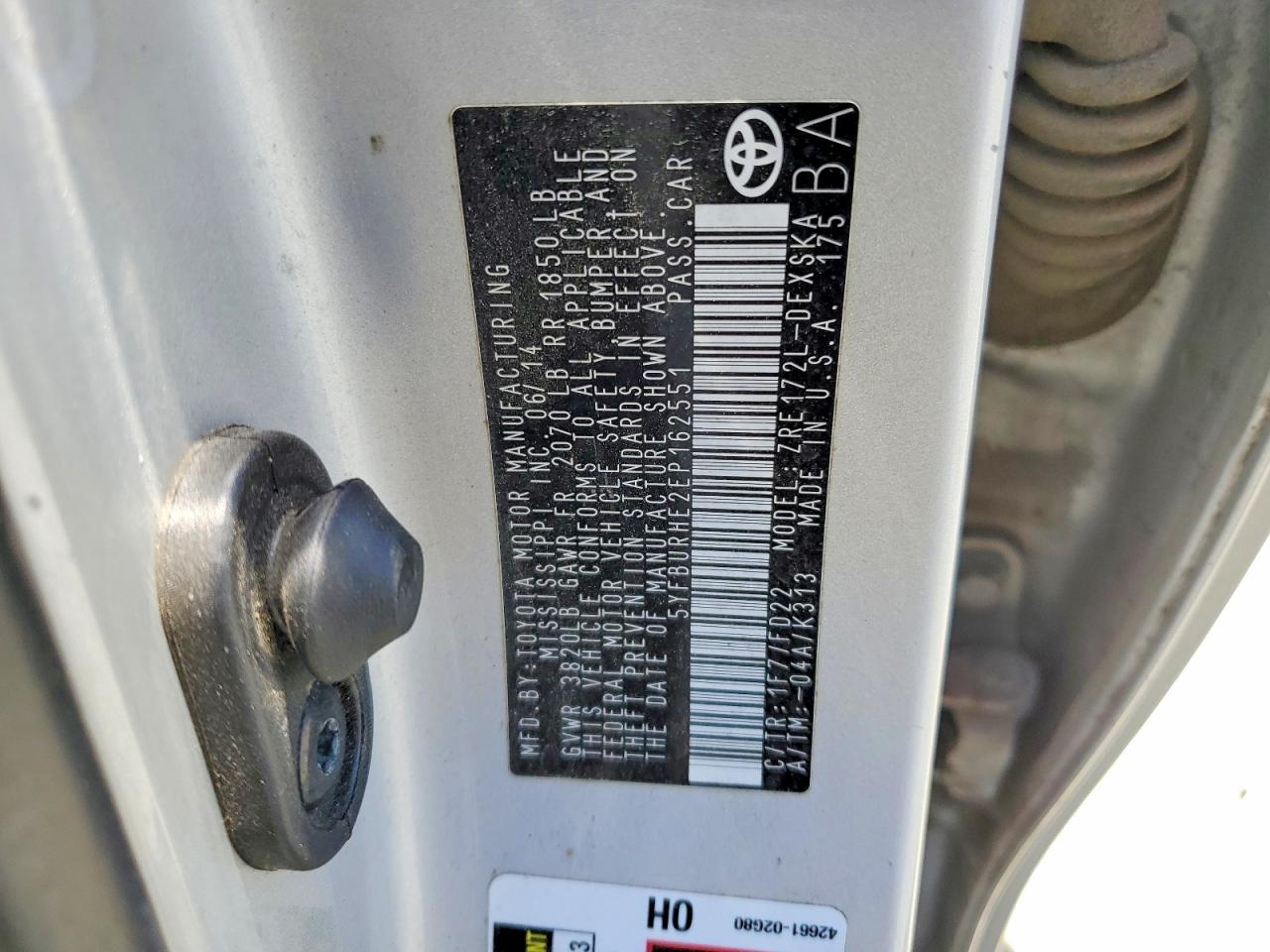 2014 TOYOTA COROLLA