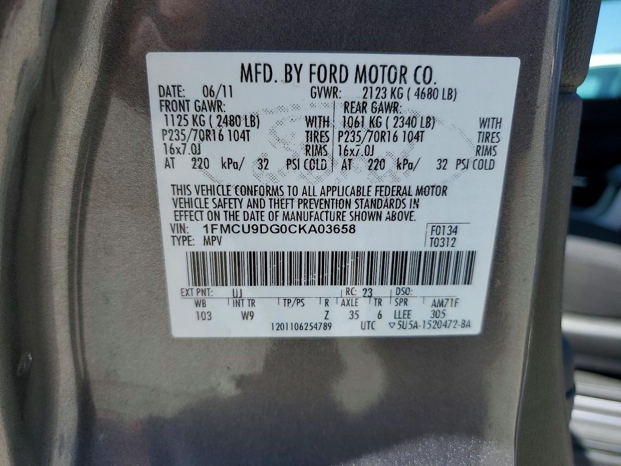 2012 FORD ESCAPE