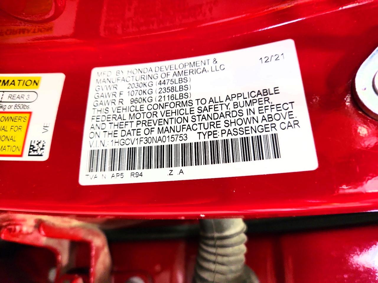 2022 HONDA ACCORD