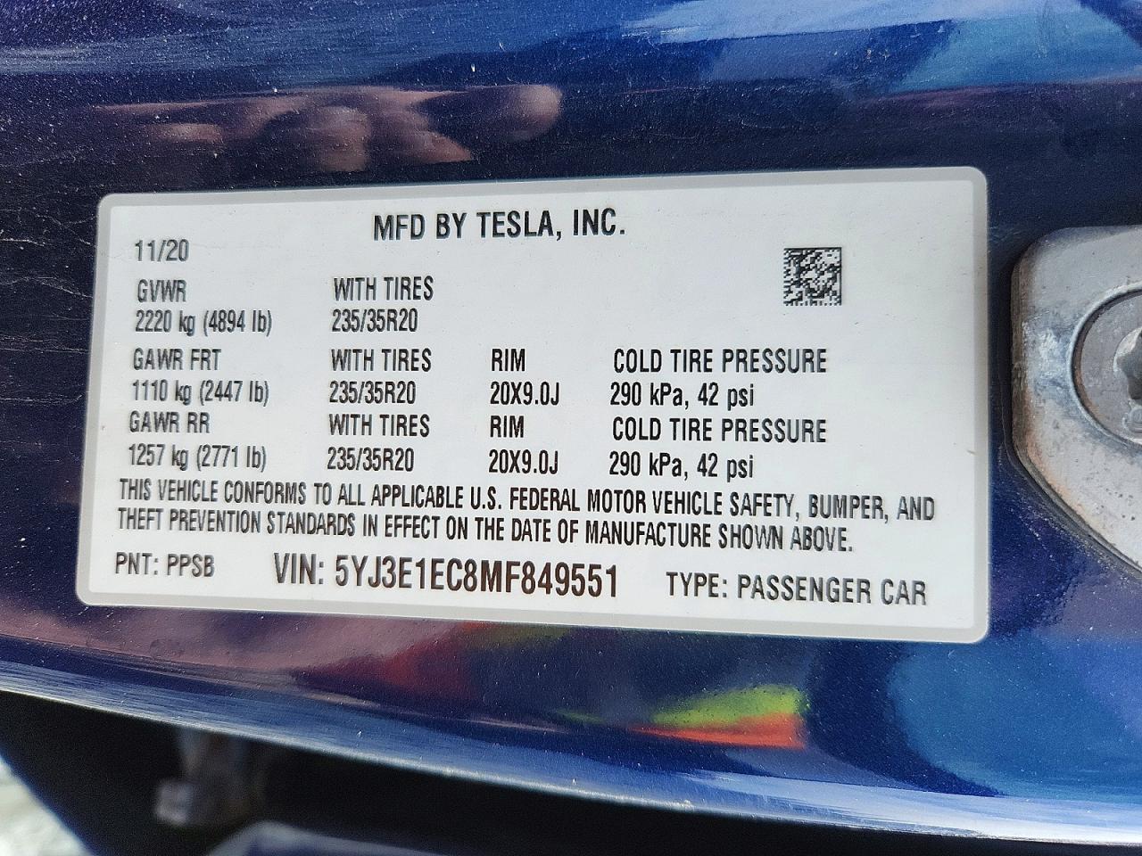 2021 TESLA MODEL 3