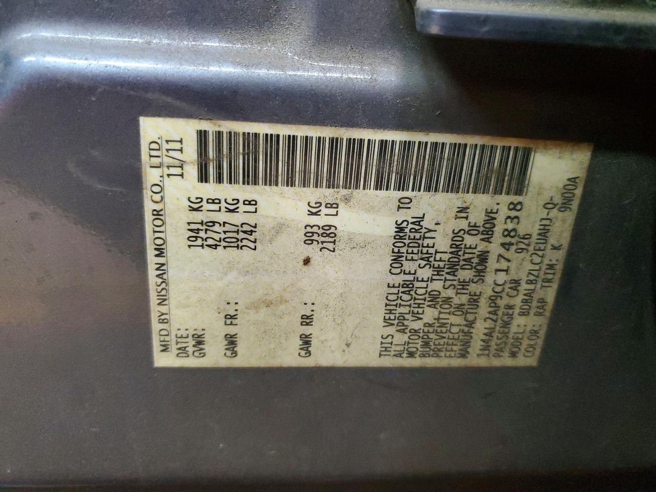 2012 NISSAN ALTIMA