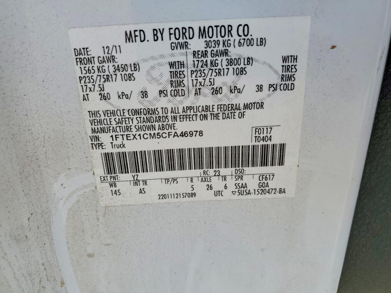 2012 FORD F150