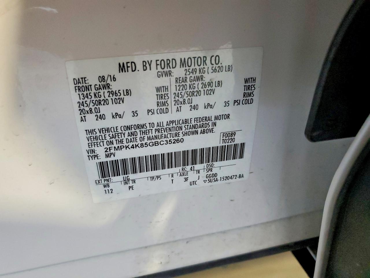 2016 FORD EDGE