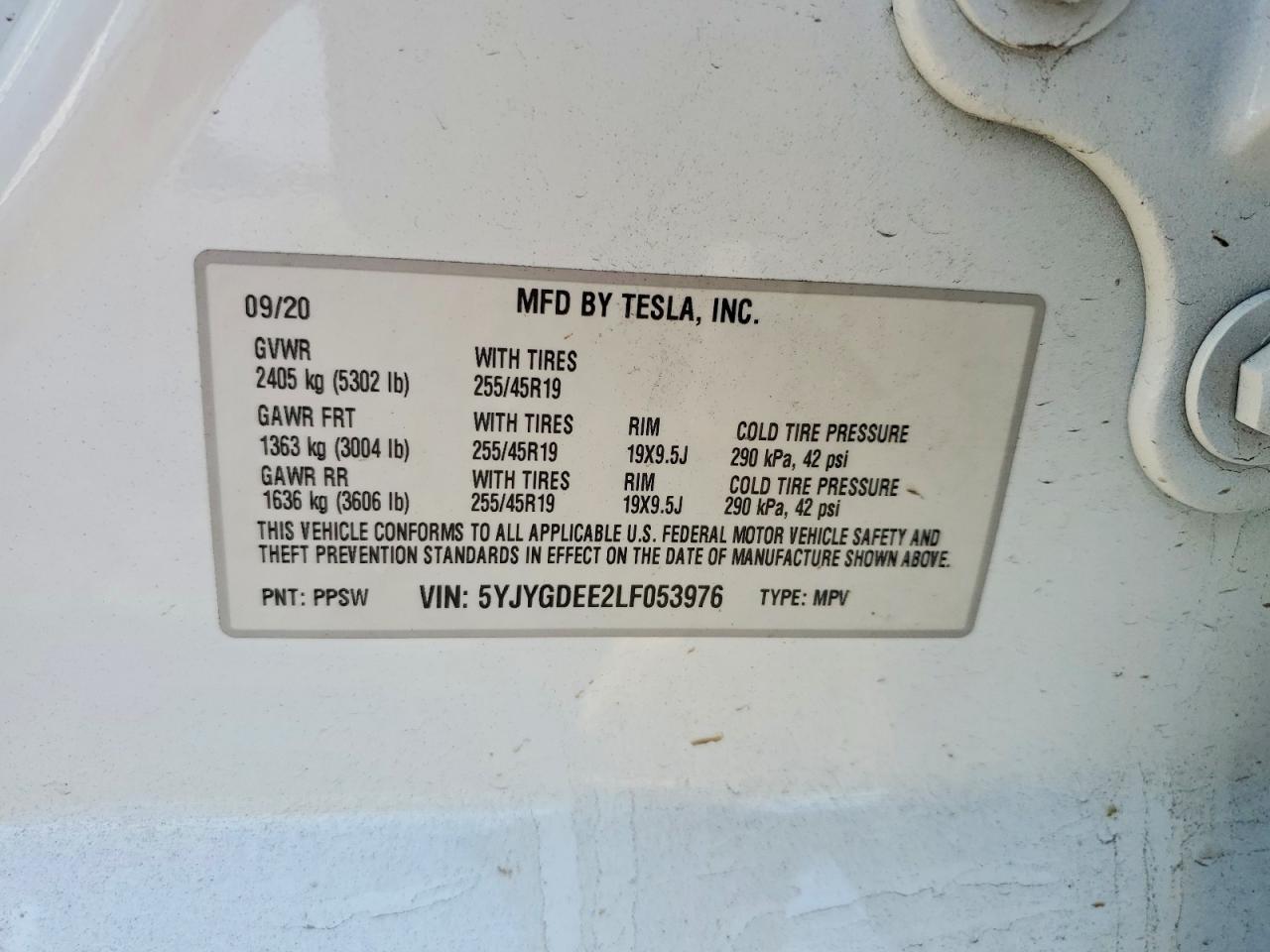 2020 TESLA MODEL Y