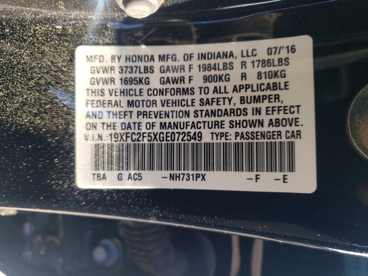 2016 HONDA CIVIC