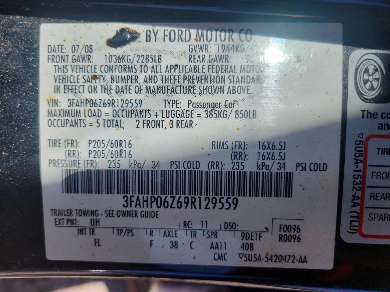 2009 FORD FUSION
