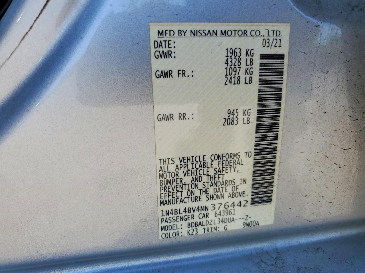 2021 NISSAN ALTIMA