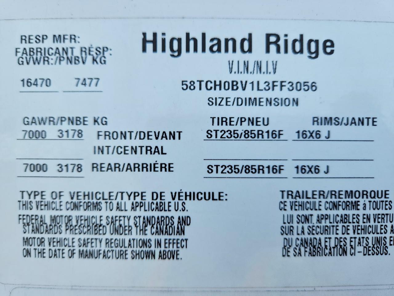 2020 HIGHLAND RIDGE MESA RIDGE