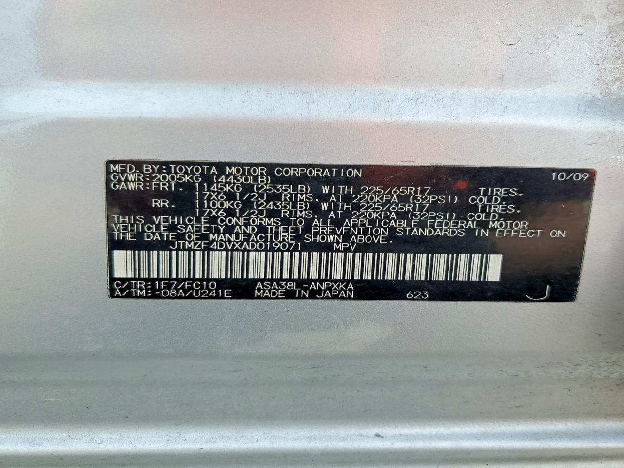 2010 TOYOTA RAV4 BASE