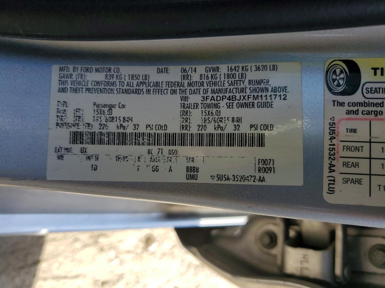 2015 FORD FIESTA