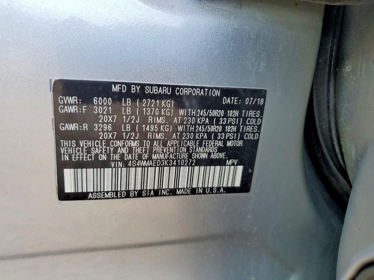 2019 SUBARU ASCENT