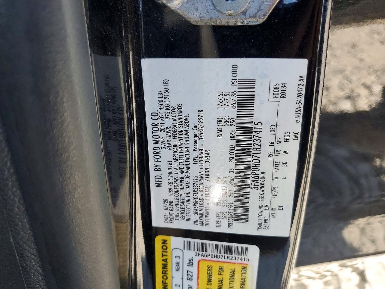 2020 FORD FUSION