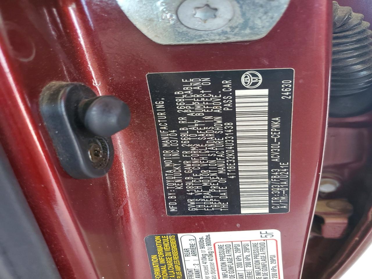 2004 TOYOTA CAMRY