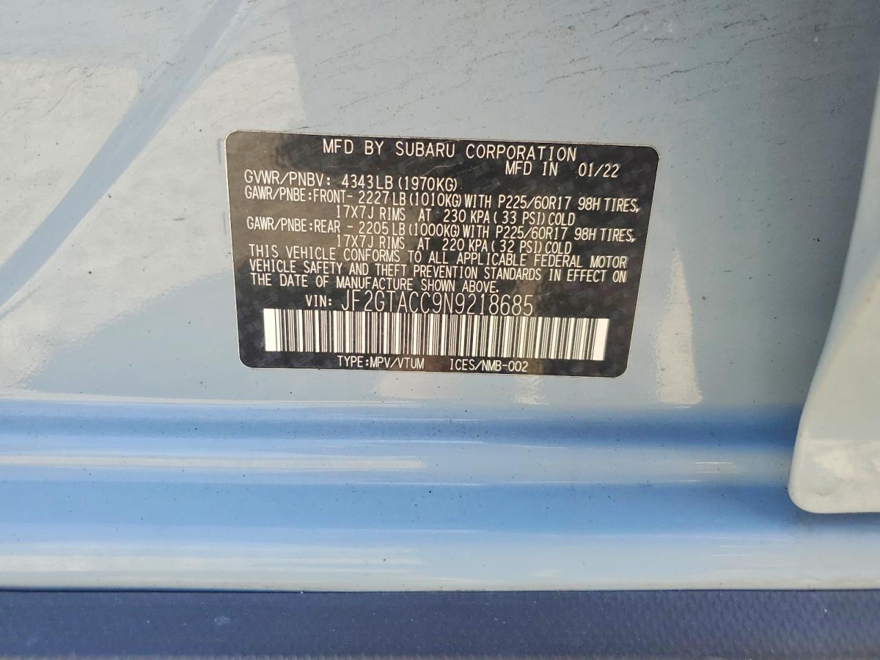 2022 SUBARU CROSSTREK