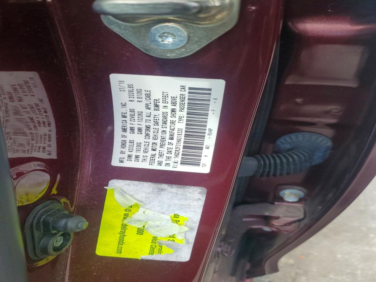 2017 HONDA ACCORD