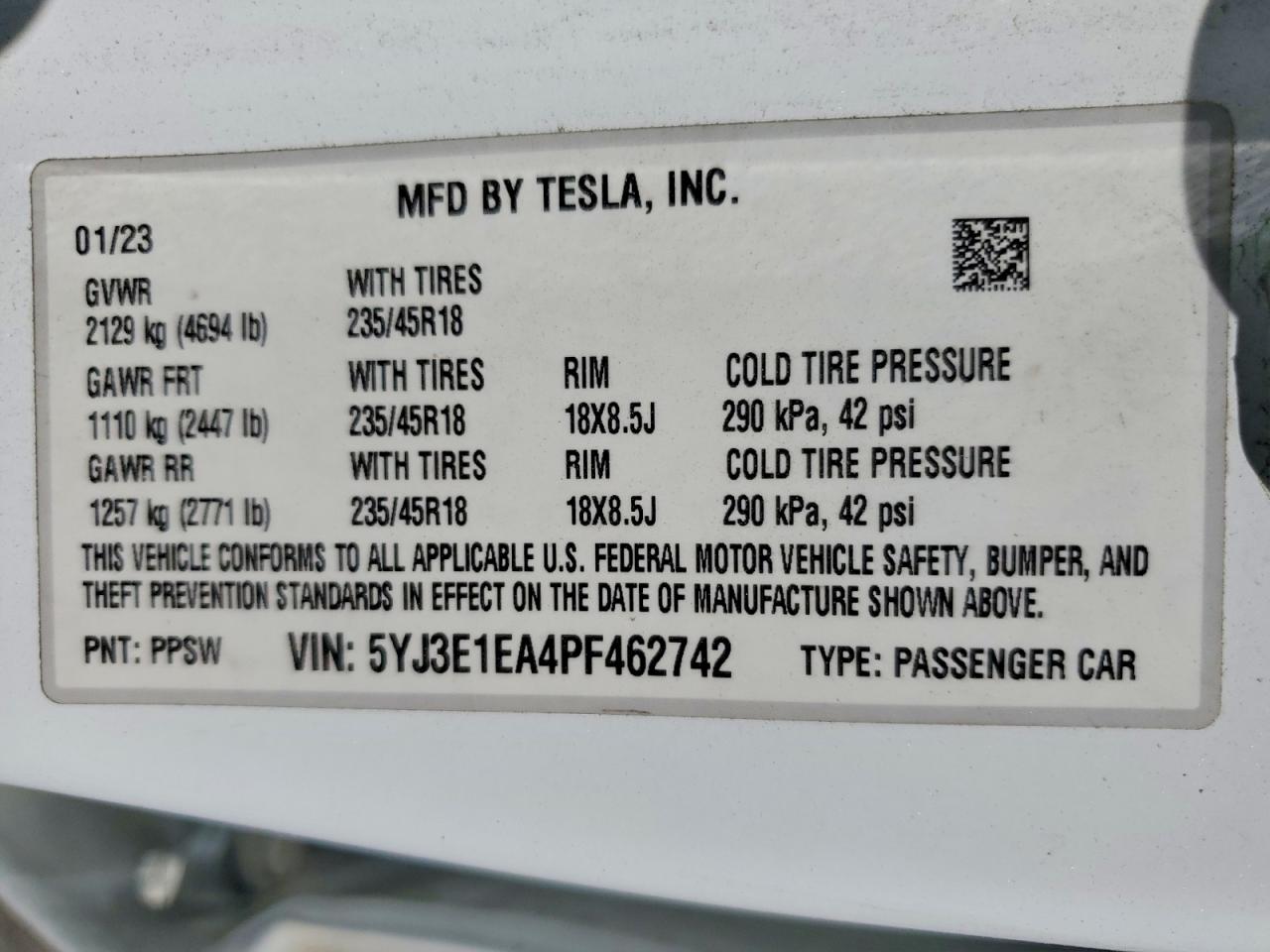 2023 TESLA MODEL 3