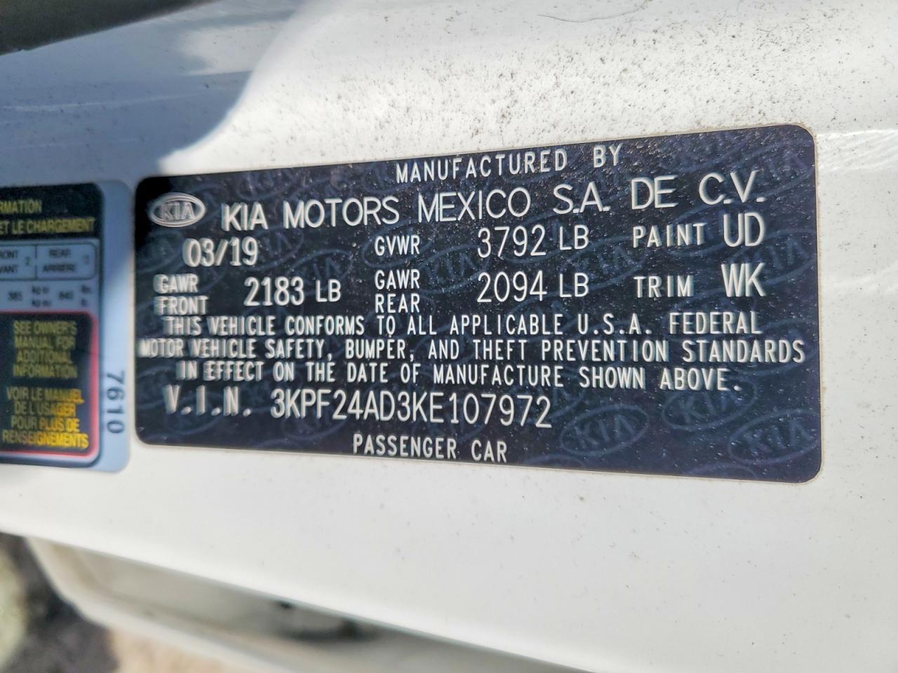 2019 KIA FORTE