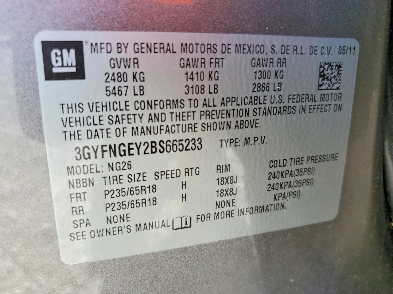 2011 CADILLAC SRX