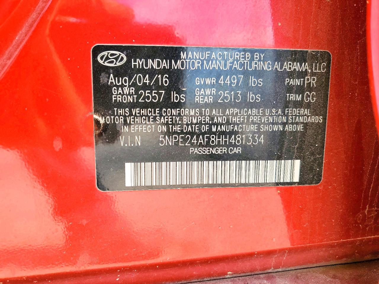 2017 HYUNDAI SONATA
