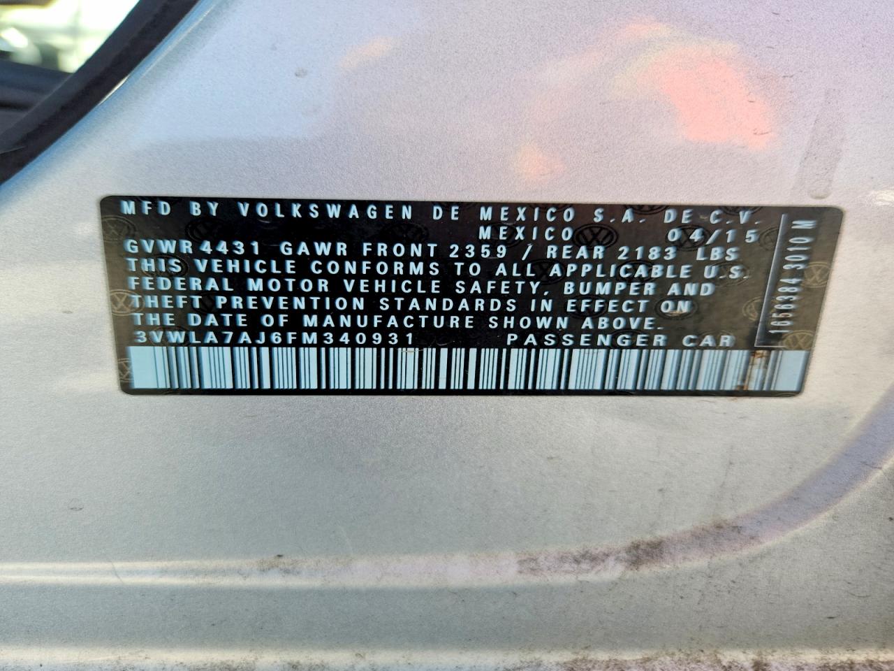 2015 VOLKSWAGEN JETTA