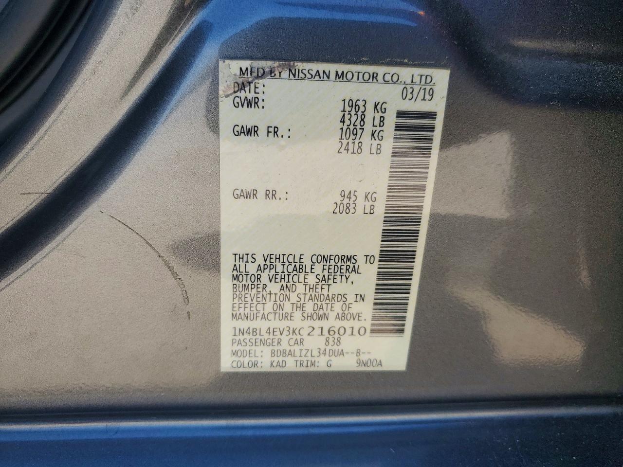 2019 NISSAN ALTIMA