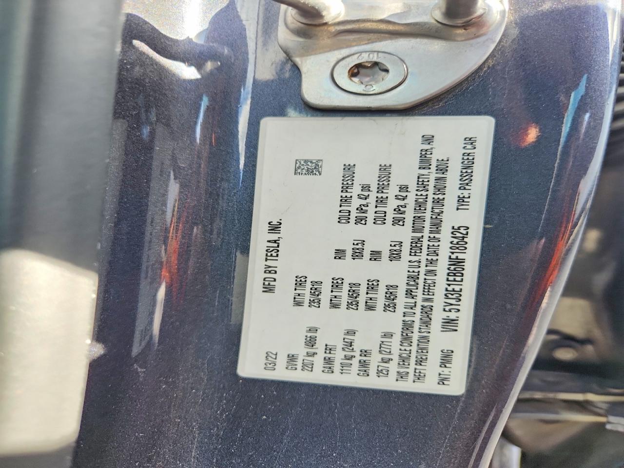 2022 TESLA MODEL 3