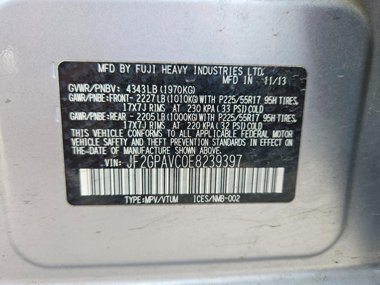 2014 SUBARU XV