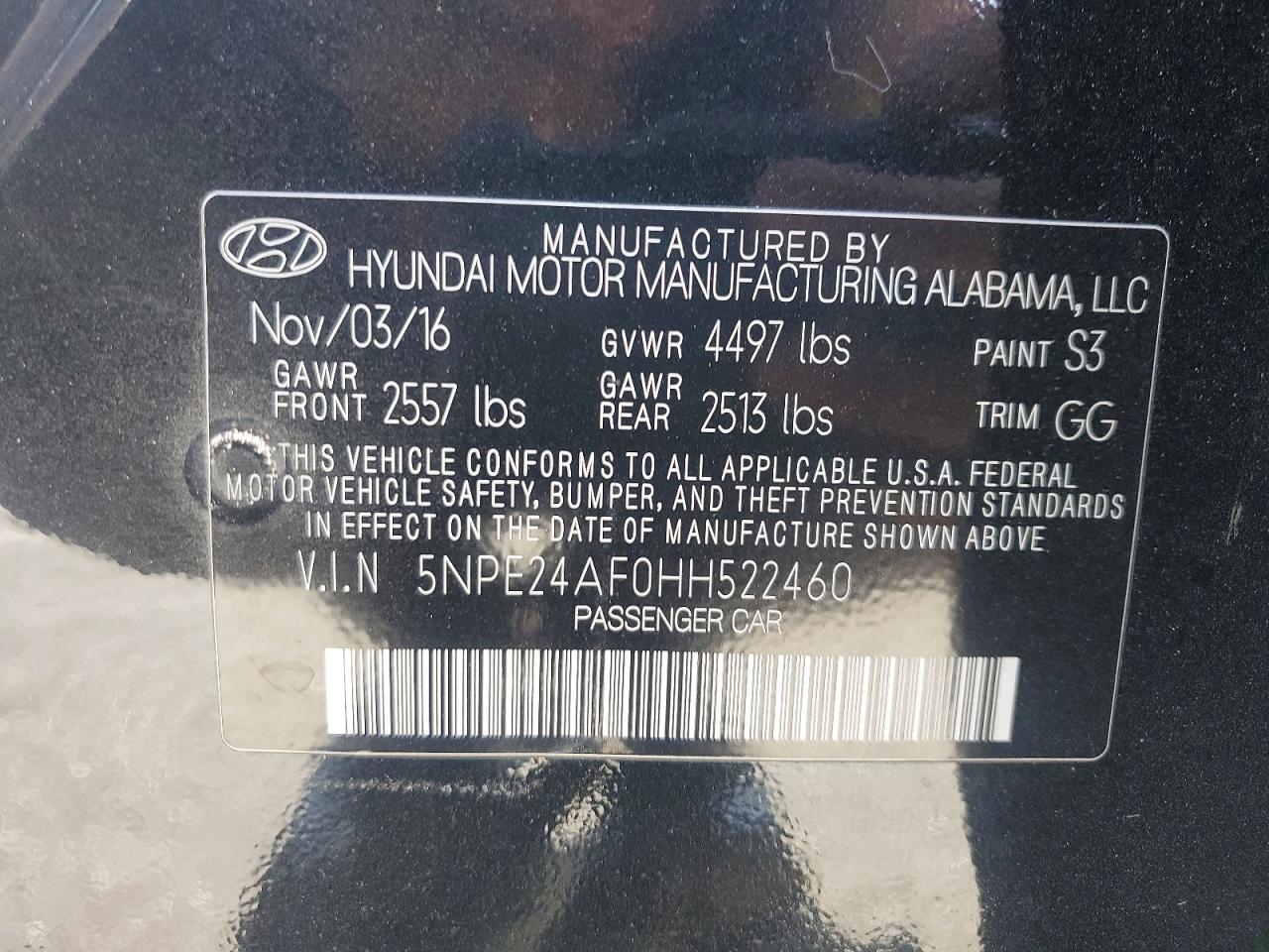 2017 HYUNDAI SONATA