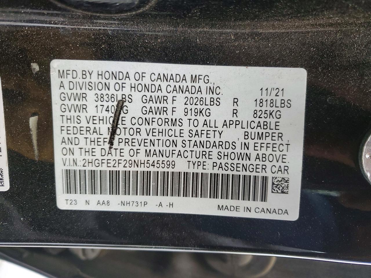 2022 HONDA CIVIC