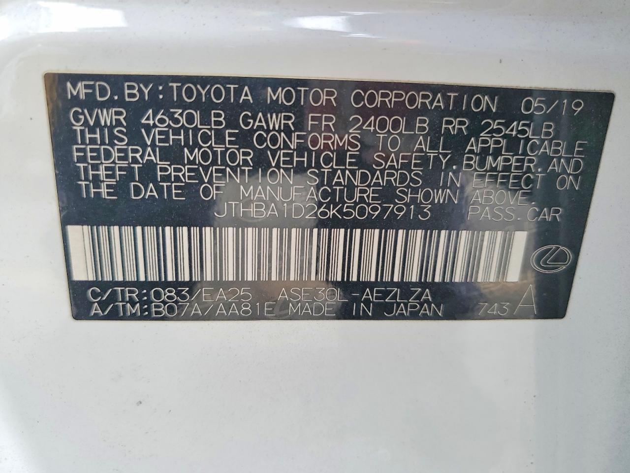 2019 LEXUS IS